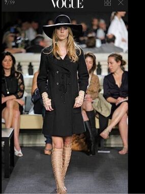 CHANEL Black Textured Wool-Blend Trench Coat